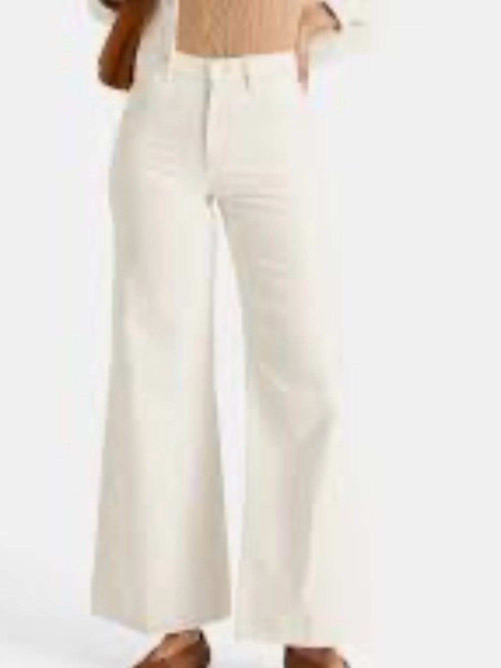 Maje White/Ivory Wide Leg High Rise High Waisted Denim Jeans Button Fly Small